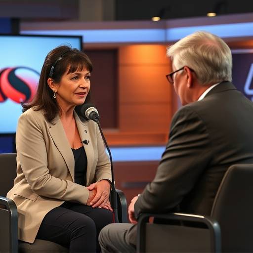 Elena Vargas entrevistando a un invitado en 'Cara a Cara'.